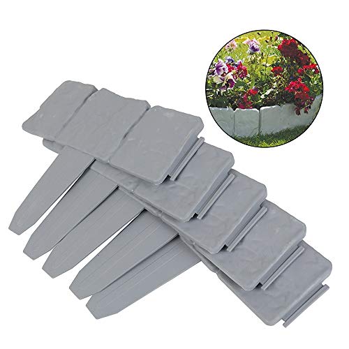 OTOEZ 10203050Pcs Plastic Garden Edging Border Stones Effect Fence Lawn Plant Border Flower Bed Protection Landscape Décor，10Pcs