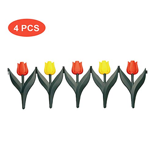 TOYPOPOR 4 Pcs Garden Picket Fence120 Inch Tulip Flower Plastic EdgingsGrass Lawn Flowerbeds Plant BordersLandscape Path Panels