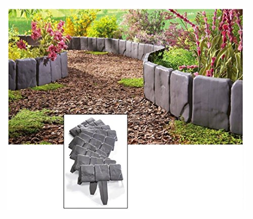 New Interlocking Faux Stone Border Edging 10 Piece Garden Borders Landscaping Look