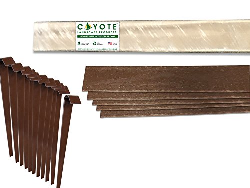 Coyote Landscape Products Poly Edge Home Kit 5 Piece Recycled Plastic Edging with Stakes 4 x 1 x 8 Brown