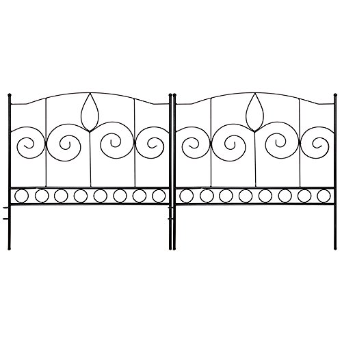 Gray Bunny Decorative Garden Fence for Landscaping 24 in x 10 ft 5 Black Panels Rust Proof Metal Movable Wire Border Picket Folding Decor Garden Edging Fences for Flower Bed Pet Barrier
