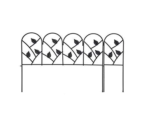 MrGarden Edging Fence Iron Decorative Garden Barrier Panels 24x185pack and 6x182pack  Total Splicing Length 115ft Dog Outdoor Fence Coated Folding Border Fences for Garden Patio Black