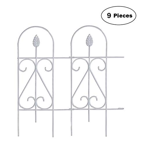 MrGarden Edging Fence Metal Decorative Garden Barrier Panels 15x32 Dog Outdoor Fence Coated Folding Border Fences for Garden Patio Tree Ring 9pack White