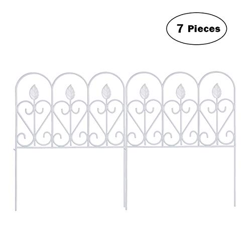 MrGarden Edging Fence Metal Decorative Garden Barrier Panels 24x32 Dog Outdoor Fence Coated Folding Border Fences for Garden Patio Tree Ring 7pack White