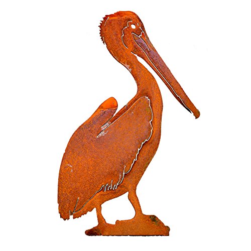 Elegant Garden Design 14-inch Brown Pelican Steel Silhouette with Rusty Patina