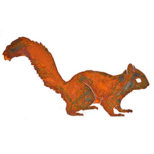 Elegant Garden Design Alert Squirrel Steel Silhouette with Rusty Patina