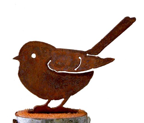 Elegant Garden Design Baby Fat Chickadee, Steel Silhouette With Rusty Patina