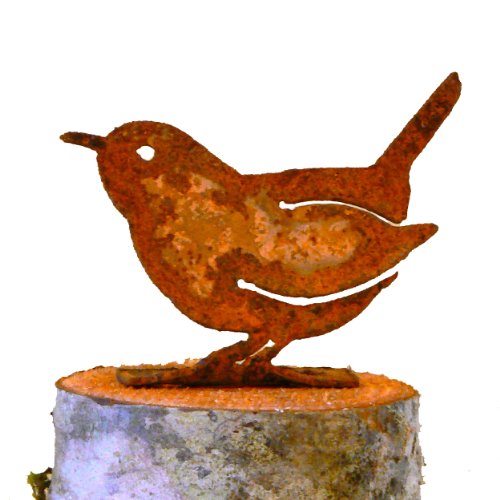 Elegant Garden Design Carolina Wren, Steel Silhouette With Rusty Patina