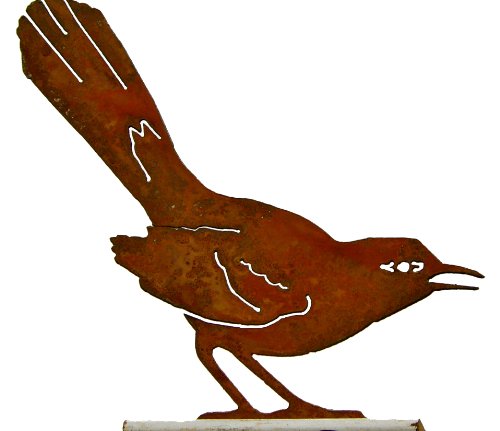 Elegant Garden Design Mockingbird, Steel Silhouette With Rusty Patina