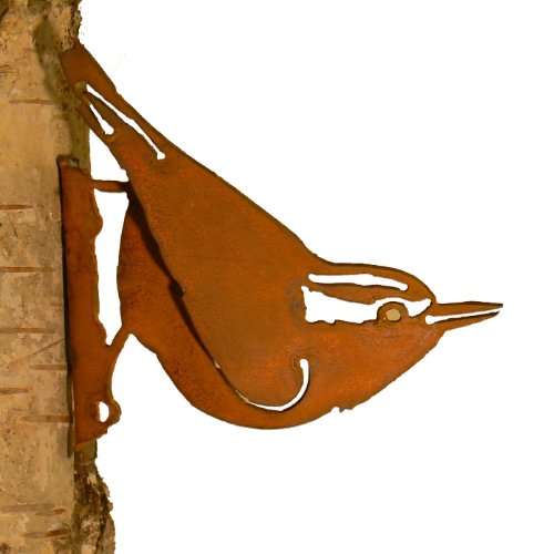 Elegant Garden Design Nuthatch Steel Silhouette with Rusty Patina