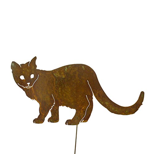 Elegant Garden Design Walking Cat Garden Stake Rusty Patina