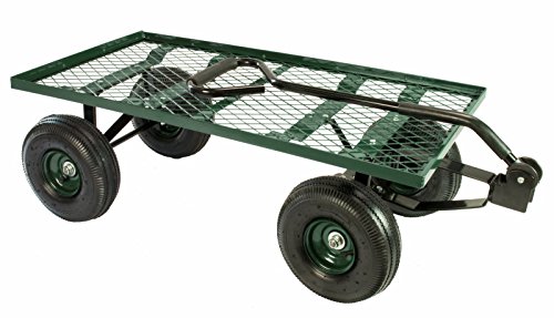 Steel Flatbed Garden Cart 38"x 20" Yard Wagon Heavy Duty And Great For Landscaping With 550 Lb Max Hauling Capacity