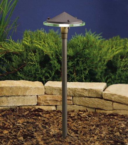 15317azt Glass & Metal 1lt Incandescent/led Hybrid Lv Landscape Path & Spread Light, Textured Architectural Bronze