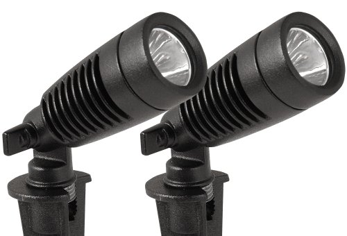 Moonrays 95557 1-watt Led Outdoor Landscape Metal Spot Light Fixture, Low Voltage, Black, 2-pack