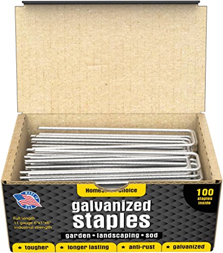 100 6-inch Galvanized Garden Landscape Sod Staples Stakes Pins Anti-rust 11-gauge - For Weed Barrier Fabric