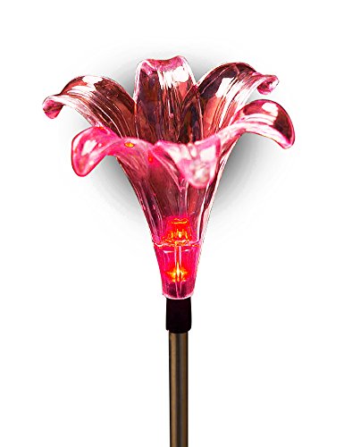 BRIGHT ZEAL Color Changing LED Solar Garden Stake Lights with Vivid LED Figurines LILY - LED Solar Patio Lights - Garden Decor Solar Lights - Yard Decoration Stake Lights 20412