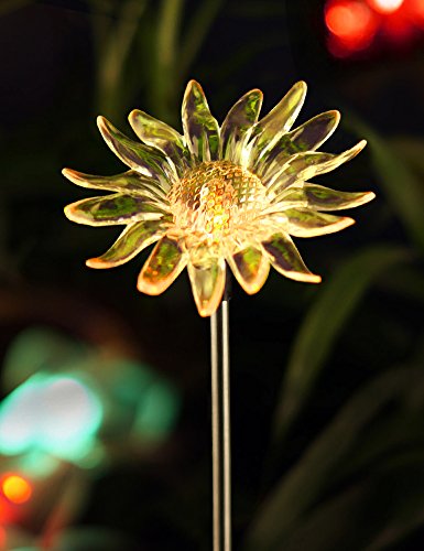 Bright Zeal Solar Powered Garden Stake Light With Vivid Figurines In Life Sizes - Sunflower - Led Solar Patio