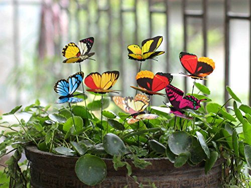 Ginsco 25pcs Butterfly Stakes Outdoor Yard Garden Decor Butterflies