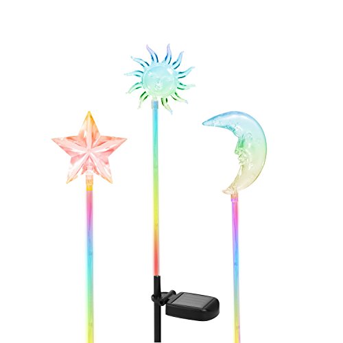 OxyLED SL02 Solar Powered Star Moon Sun Garden Stake Light with Color Changing LEDs