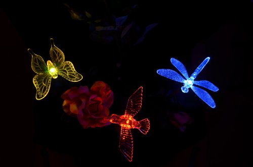 Solaration 1004S Solar Garden Stake Lights with Hummingbird Dragonfly and Butterfly