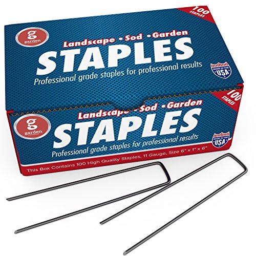 100 Garden Staples - Professional Grade - Full 6 Length - Durable 11 Gauge Metal Steel - Also Called Sod Staples Garden Spikes Fence Anchors Landscape Fabric Staples Anchor Pins Garden Pegs Loop Stakes