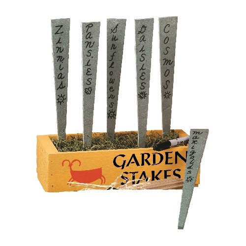 Ancient Graffiti Slate Garden Spikes Set of 6