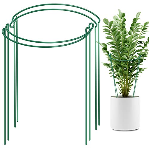 LEOBRO 4 Pack Plant Support Stake Metal Garden Plant Stake Green Half Round Plant Support Ring Plant Cage Plant Support for Tomato Rose Vine 94 Wide x 156 High