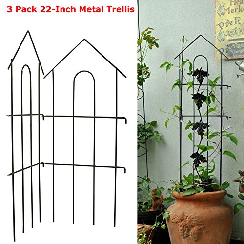 Garden Climber Shelf3 Pack 22-Inch Iron Metal Garden Plant Vegetable Trellis Frame Cage Vine Support for Climbing Plants Flower Vegetable