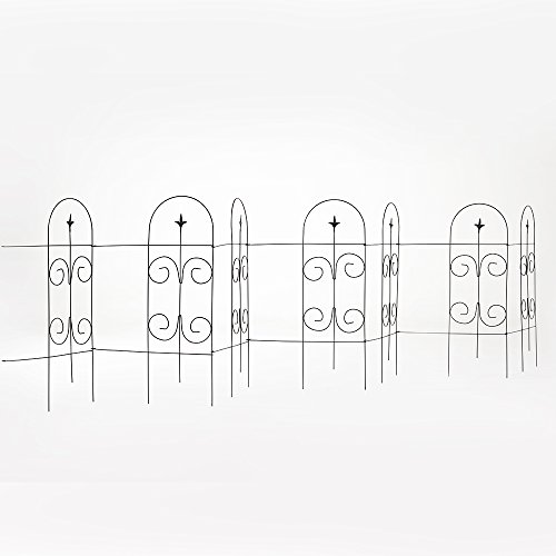 Amagabeli Rustless Wrought Iron 7 Panels Connected Folding Garden Fence, 32 Inch In Height X 10 Feet Length