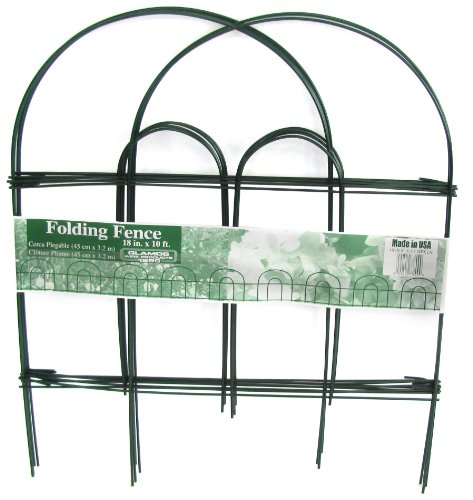 Glamos 778009 Folding Metal Wire Garden Fence, 18-inch By 10-foot, Pack Of 12 , Green