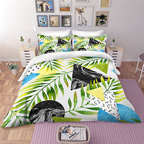 3 Sets of Duvet Cover Bedding Tropical Rainforest High-End Custom Plant Pillowcase Does Not Fade Comfort Microfiber Green01USKING259×229cm