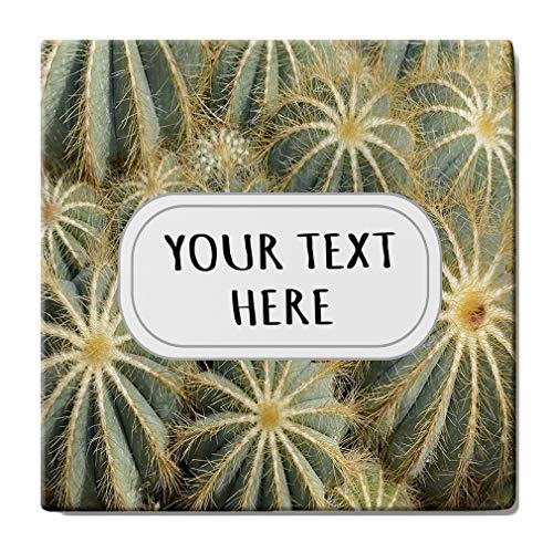 Sandstone Coasters Square Set of 4 Custom Plant Pattern Green Brown adults Oak Rack