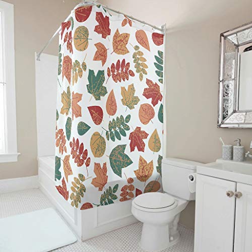 Shower Curtain Custom Plant Tree Leaf Maple Leaves 3D Digital Shower Curtain Water Resistant Bath Tub Bathroom Shower Curtains Set with Rings White 72x79inch