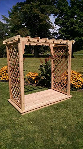 Amish-Made Covington Style Cedar Arbor with Deck - 6 Wide Walkthrough Unfinished