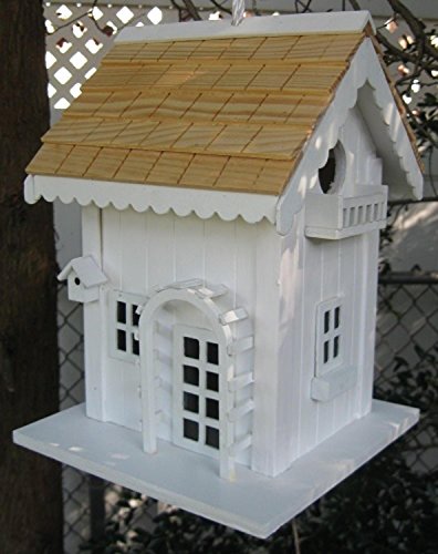 95 Fully Functional White Arbor Cottage Outdoor Garden Birdhouse