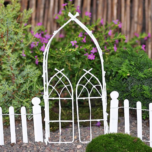 Miniature Fairy Garden Willow Arbor White