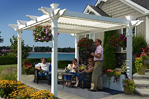 New England Arbors Avalon Louvered Pergola White