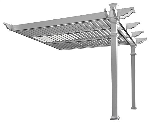 New England Arbors Elysium Attached Louvered Pergola White