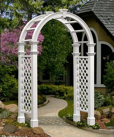 New England Nantucket Legacy Arbor with Trim White 102H