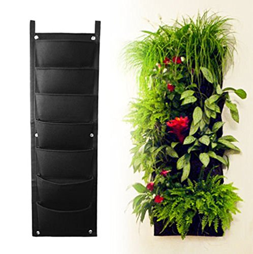 Amars 7 Pocket Vertical Wall Mount Garden Planter Grow Container Bags Living Plant Wall Hanging Grow Solution