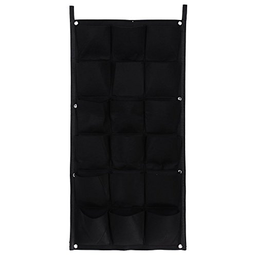 Awakingdemi Hanging Vertical Wall Garden Planter bags Wall Mount Balcony Plant Grow Pots Container Bags Black 18 Pocket