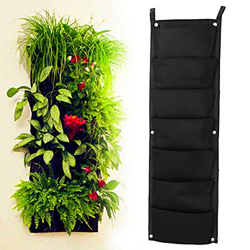 Mmrm Garden Vertical Planter Multi Pocket Wall Mount Living Growing Bag Felt IndoorOutdoor Pot 7-Pocket