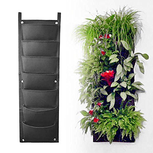 Riin 7 Pockets Indoor Outdoor Wall Balcony Vertical Garden Hanging Planter Bag