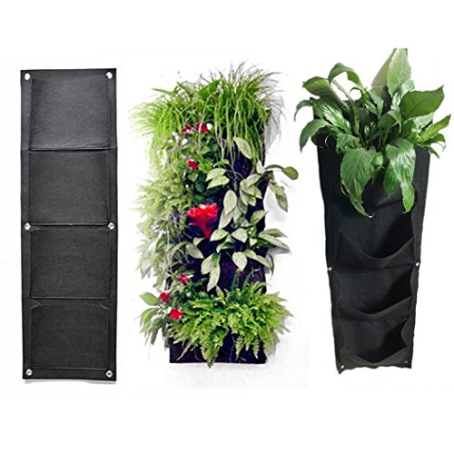 StarSide 4 Pocket Vertical Garden Plant Grow Container Bags Living Wall Hanging Planter