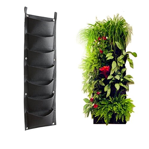 Super More 7 Pocket Vertical Garden Plant Grow Container Bags Living Wall Hanging Planter Eco-friendly Green Field Pot for Herbs Strawberries Flowers with Instruction