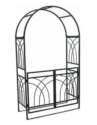 1Go Steel Garden Arch with Gate 76 High x 311 Wide Garden Arbor for Various Climbing Plant Outdoor Garden Lawn Backyard