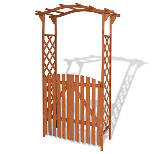 Saideke Home Garden Arch with Gate Pergola Arbors Solid Wood for Garden Outdoor Patio 472x236x807