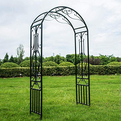 Stereoscopic Garden Steel Garden Arch Arbor Archway with Graceful Curve for Climbing Plants Roses Vines Outdoor Garden Lawn Backyard Patio Wedding Black 73 x 311 Round Top