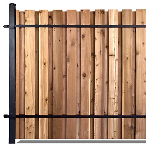 6 ft x 8 ft Black Aluminum Middle Post Fence Panel Kit with 8 ft Post
