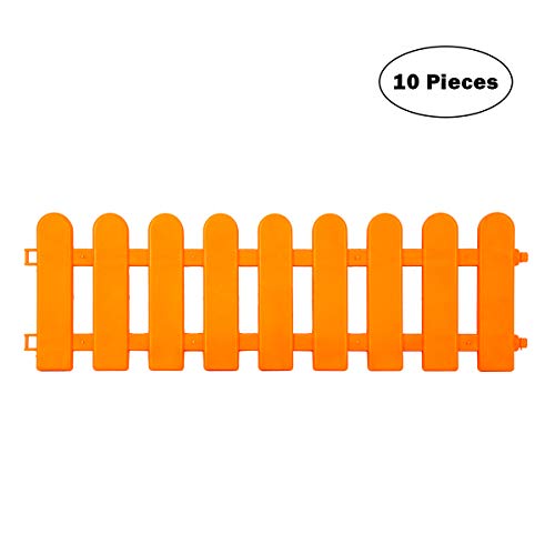 MrGarden Plastic Edging Fence Decorative Garden Barrier Panels L197 xH69 Dog Outdoor Fence Garden Border Fencing Folding Patio Fences 10pack Orange